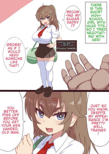 [Curry no Sekai] Debuff Nouryoku Oji-san ga Kyonyuu Karate JK o Jakutaika Sase Kyousei Papakatsu Shite Morau | Old Man With a Debuff Ability Weakens a Big Breasted Karate Highschool Girl And Becomes Her Sugar Daddy [English] cover