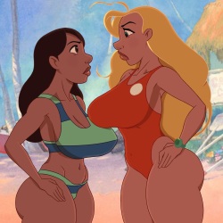 Lilo and Stitch - Nani vs Lifeguard Catfight