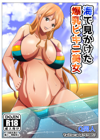 [Q Doujin] Umi de Mikaketa Bakunyuu Bijo (One Piece) cover