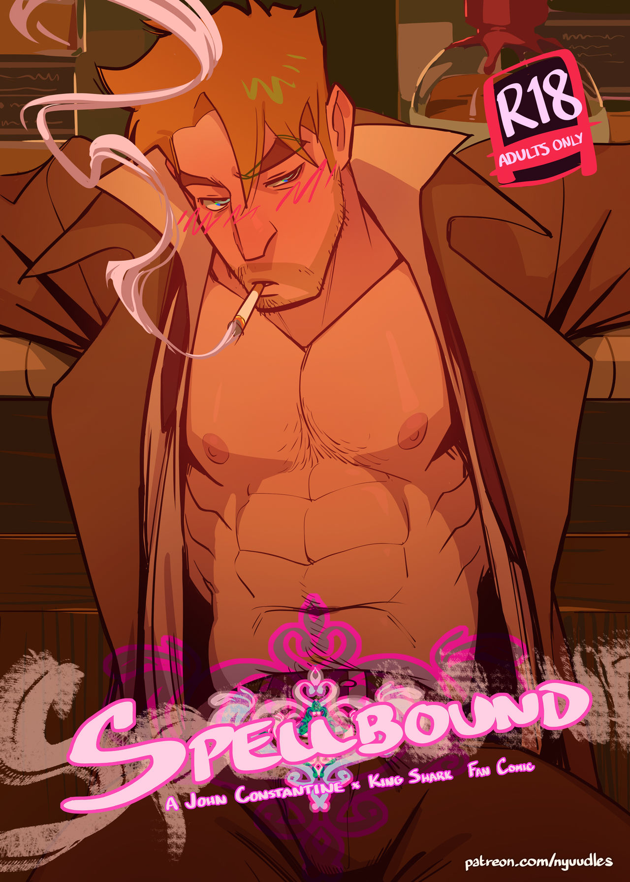 Nyuudles Spellbound: A John Constantine x King Shark Fan Comic page 1 full