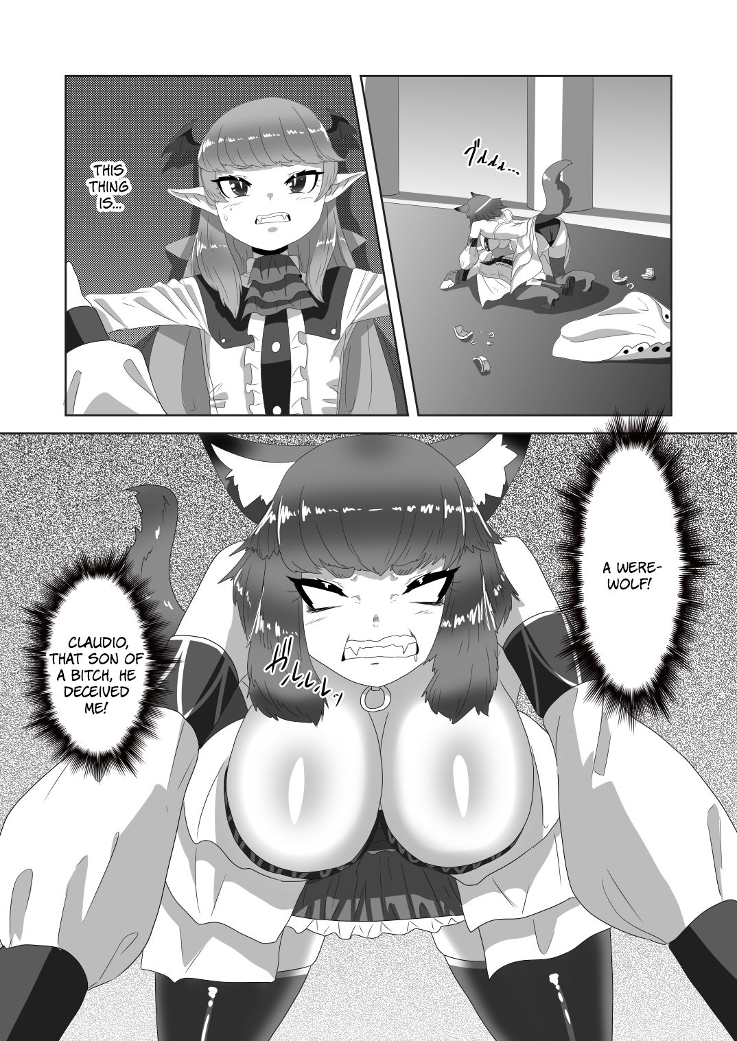 Shota Kyuuketsuki to Ikenie no Futanari Ookamihime | Vampire Shota and Sacrificial Futanari She-Werewolf page 11 full