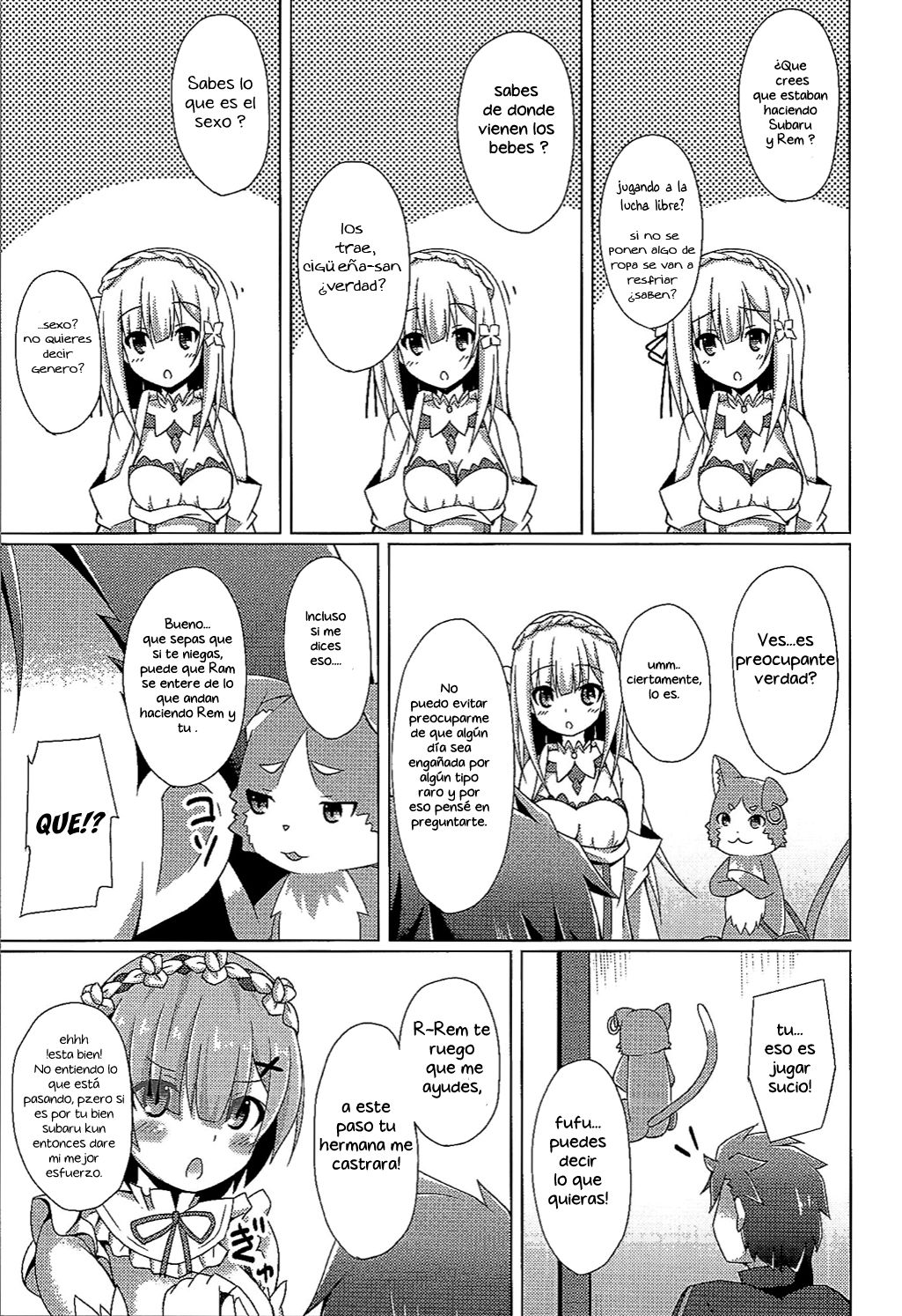 Oshiete Rem Sensei - Emilia-tan to Manabu Hajimete no SEX | Enseñame, Rem-sensei! una introduccion al sexo con Emilia-tan page 6 full
