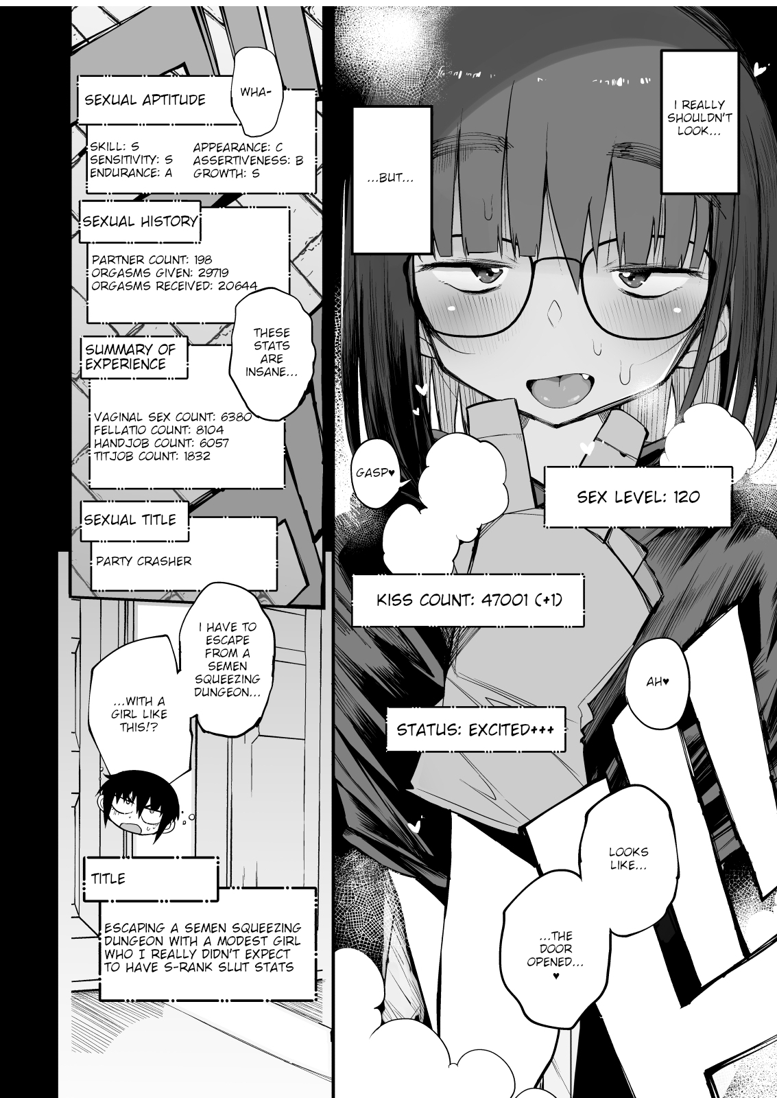 Sakusei Dungeon Kouryaku ni Mukanai Jimiko no S-kyuu Dosukebe Status | Escaping a semen squeezing dungeon with a modest girl who I really didn't expect to have S-rank slut stats page 11 full