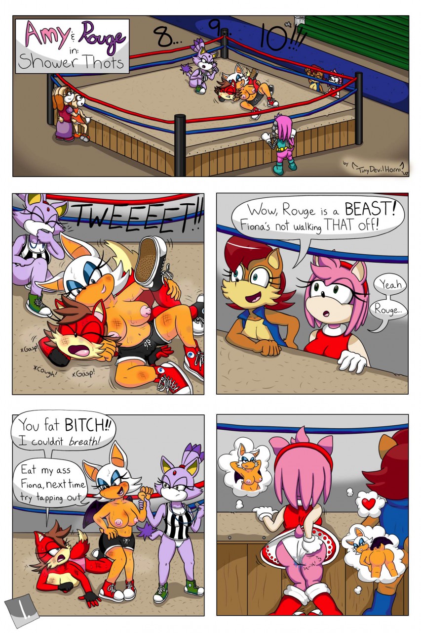 Amy and Rouge in: Shower Thots page 1 full