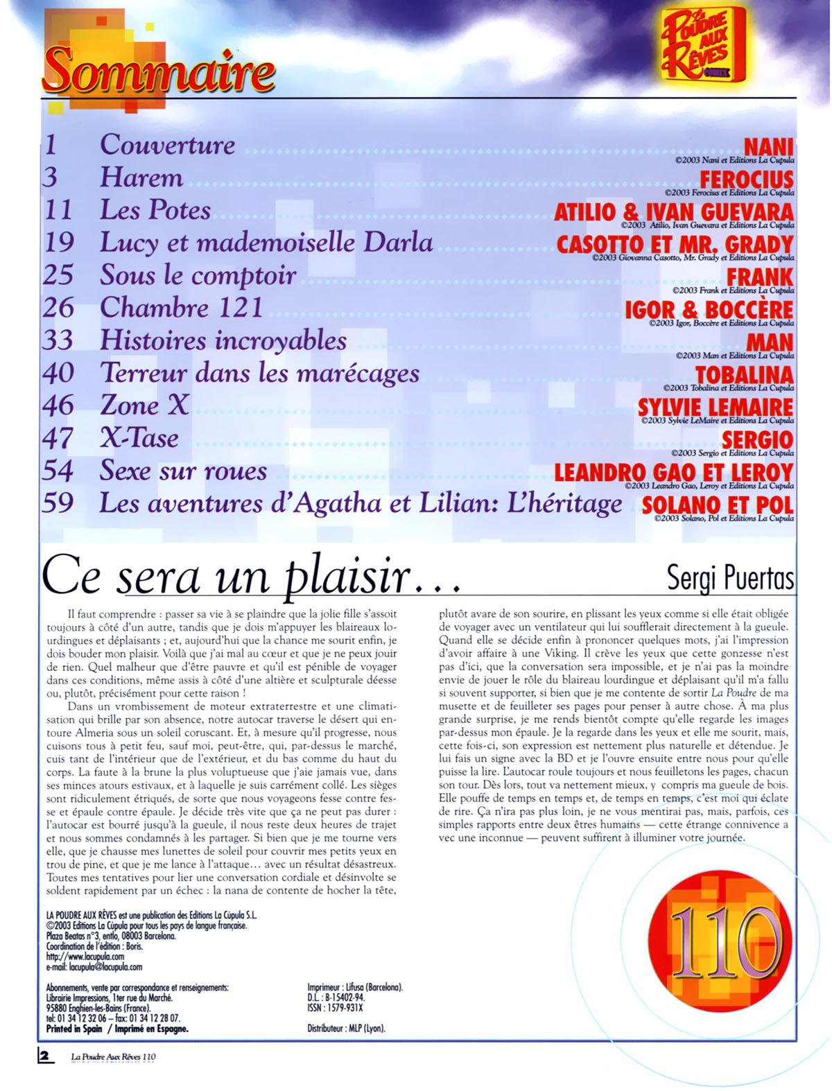 La Poudre Aux Reves  - Volume 110 page 2 full