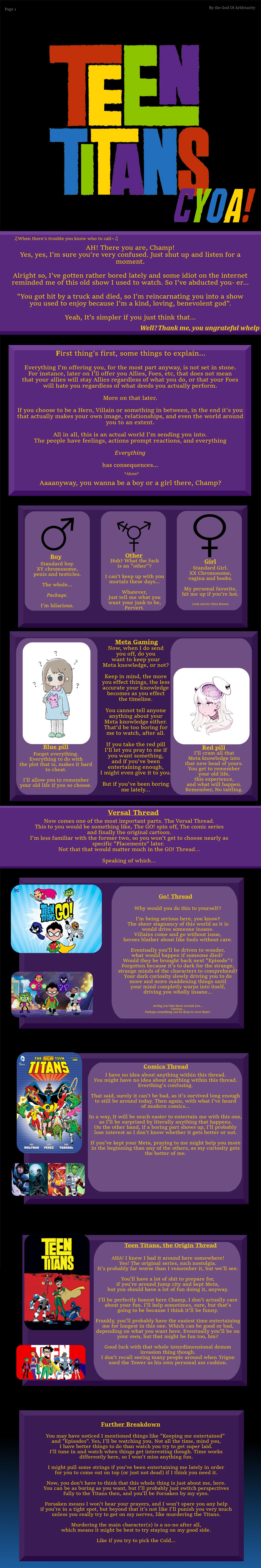 Teen Titans CYOA page 1 full