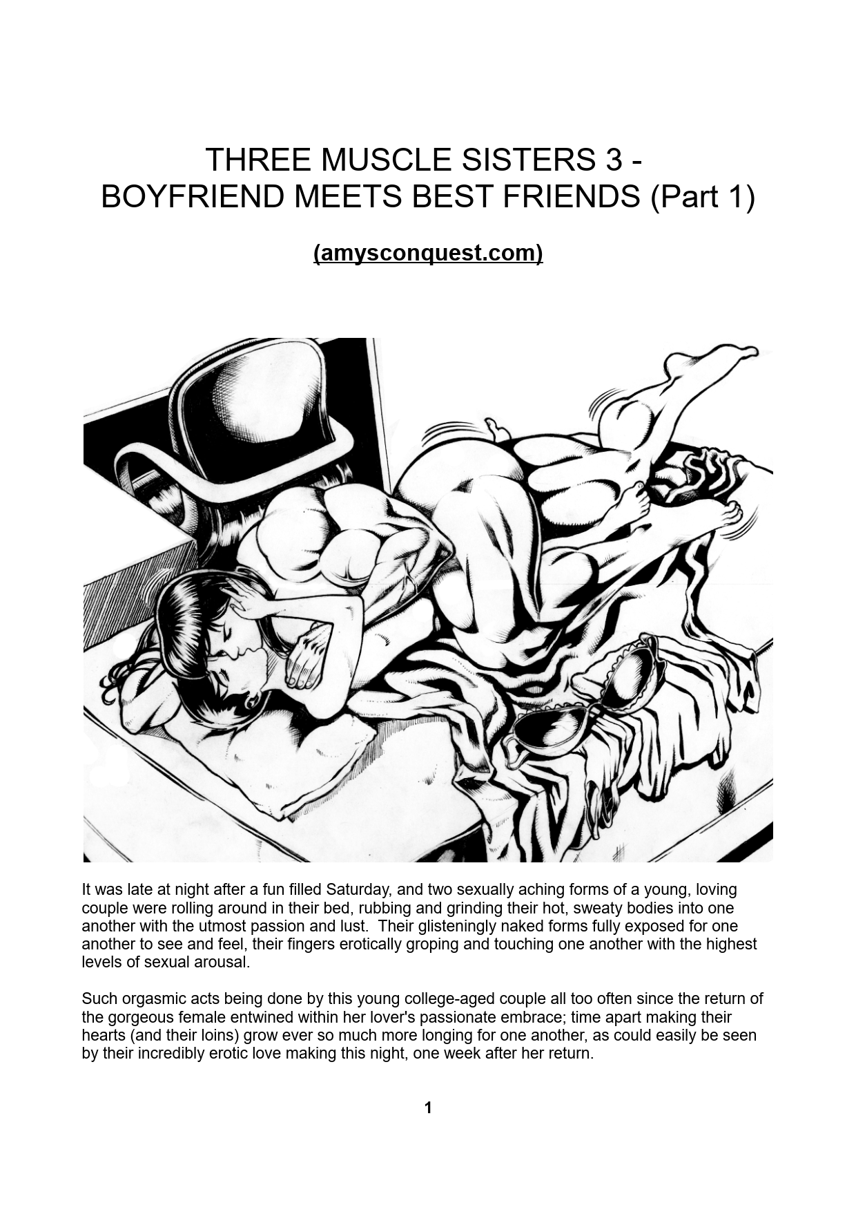 Three Muscle Sisters 3 - Boyfriend Meets Best Friends Part 1+2 page 1 full