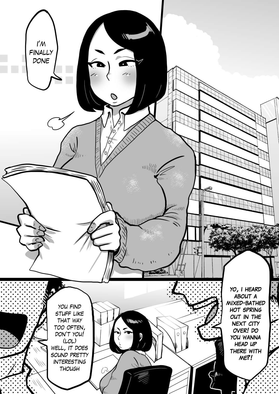 A Plain Office Lady Goes To A Mixed Bath! page 2 full