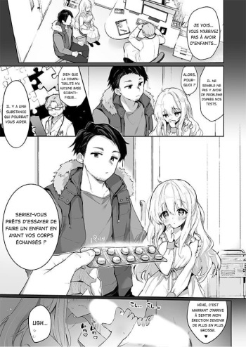 [Kurimoti Tiduru] Irekawari Fuufu Gyakuten! Tanetsuke Sex | Body Swapped Husband and Wife Baby-Making Sex! [French] [La sainte perv'] cover