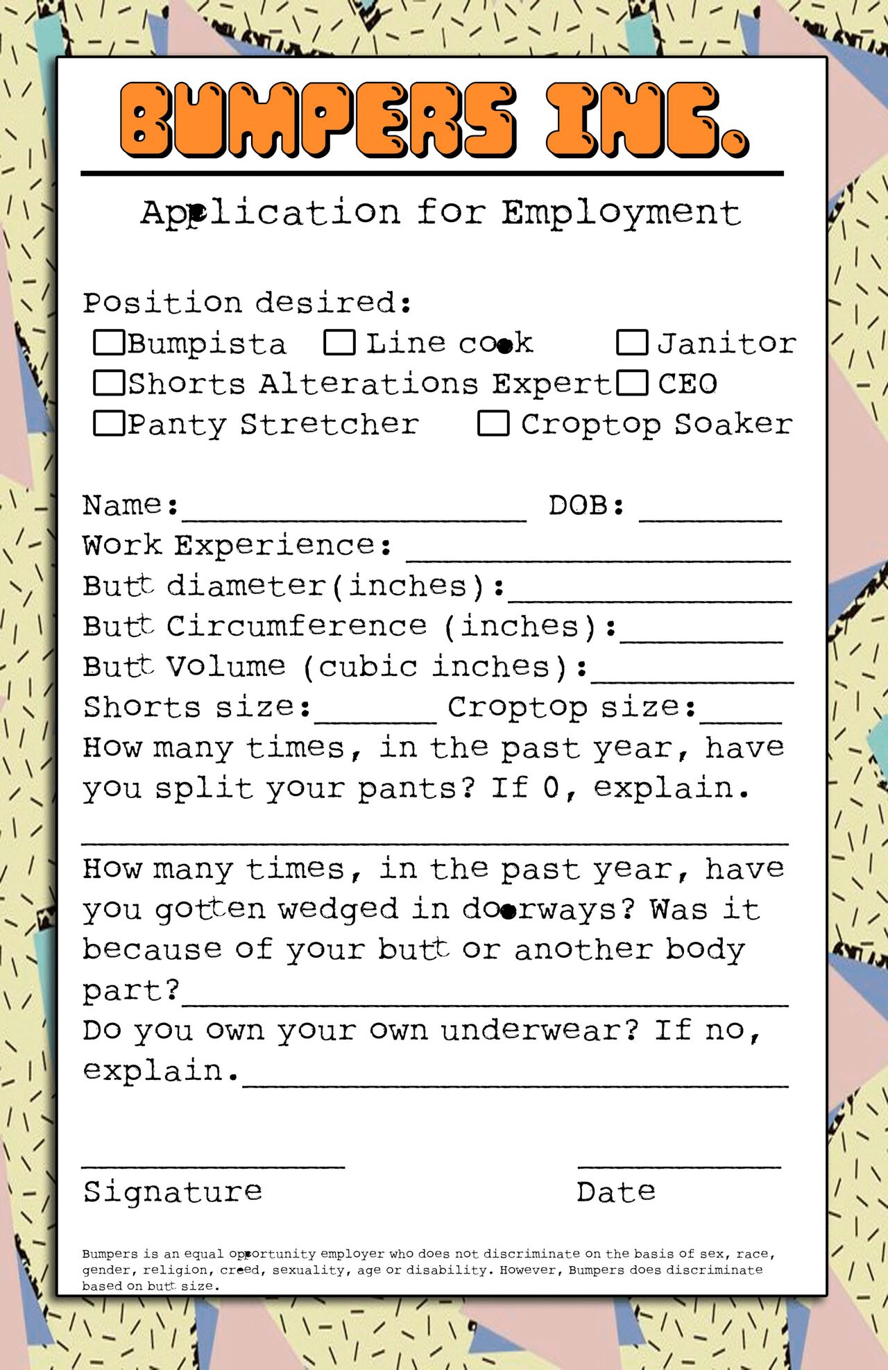 Bumpers employee handbook page 2 full